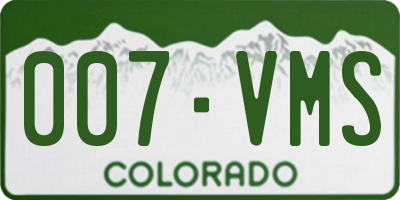 CO license plate 007VMS