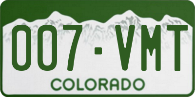 CO license plate 007VMT