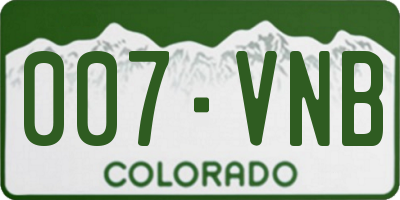 CO license plate 007VNB