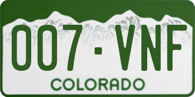 CO license plate 007VNF