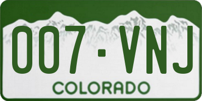 CO license plate 007VNJ