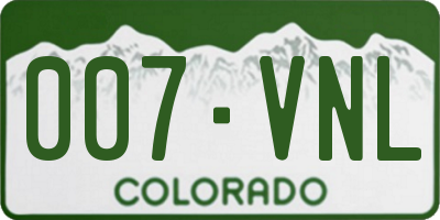 CO license plate 007VNL