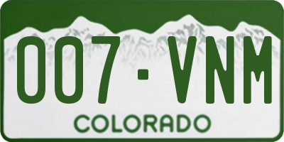 CO license plate 007VNM