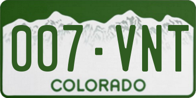 CO license plate 007VNT
