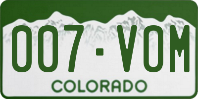 CO license plate 007VOM