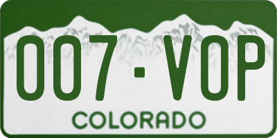 CO license plate 007VOP