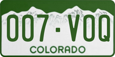 CO license plate 007VOQ