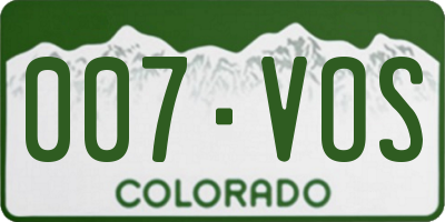 CO license plate 007VOS