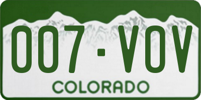 CO license plate 007VOV
