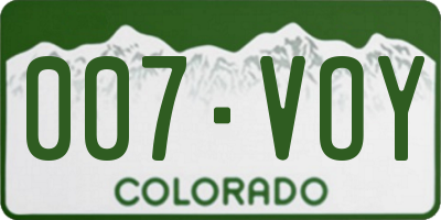 CO license plate 007VOY