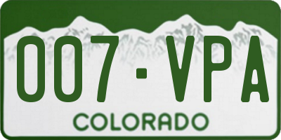 CO license plate 007VPA