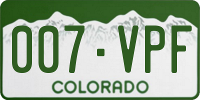 CO license plate 007VPF