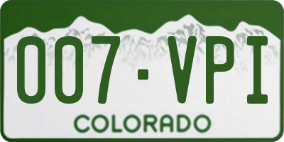 CO license plate 007VPI