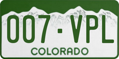CO license plate 007VPL
