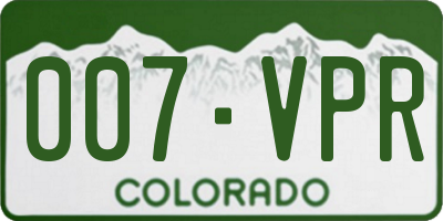 CO license plate 007VPR