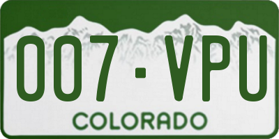CO license plate 007VPU