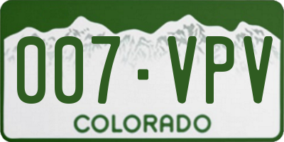 CO license plate 007VPV