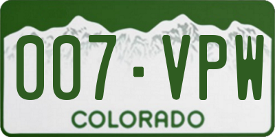CO license plate 007VPW