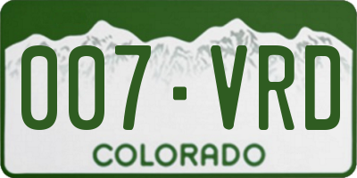 CO license plate 007VRD