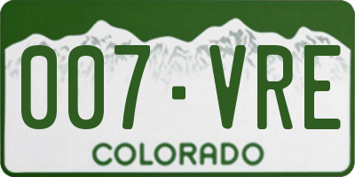 CO license plate 007VRE