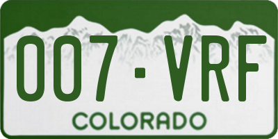 CO license plate 007VRF