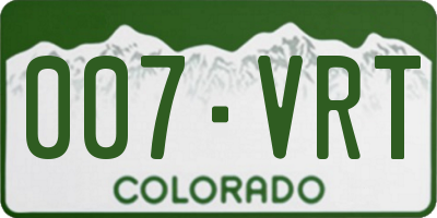 CO license plate 007VRT