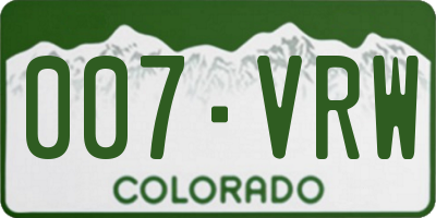 CO license plate 007VRW