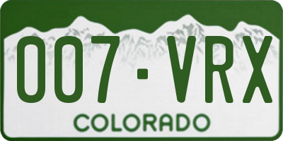 CO license plate 007VRX