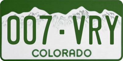 CO license plate 007VRY