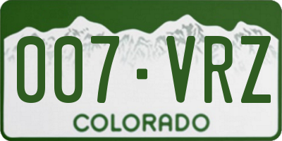 CO license plate 007VRZ