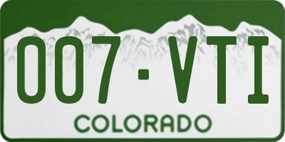 CO license plate 007VTI