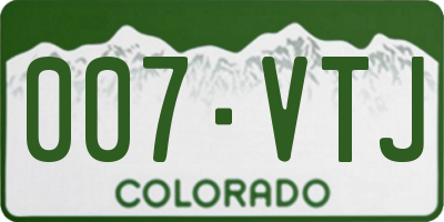 CO license plate 007VTJ