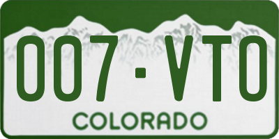 CO license plate 007VTO