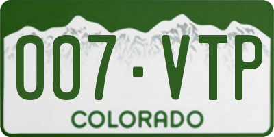 CO license plate 007VTP
