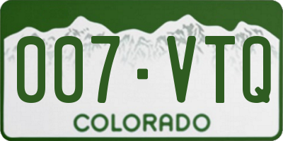 CO license plate 007VTQ