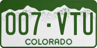 CO license plate 007VTU