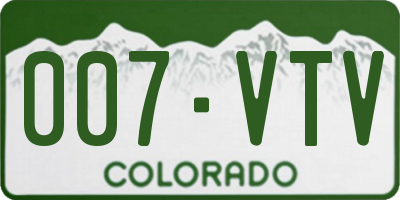 CO license plate 007VTV