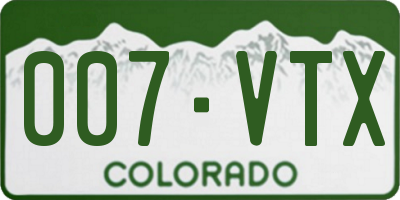 CO license plate 007VTX