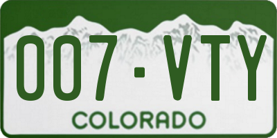 CO license plate 007VTY