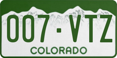 CO license plate 007VTZ
