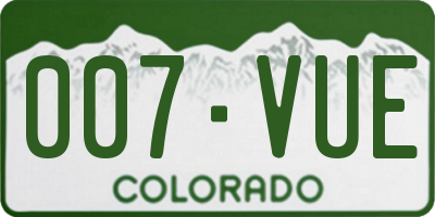CO license plate 007VUE