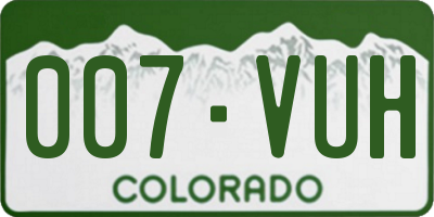 CO license plate 007VUH