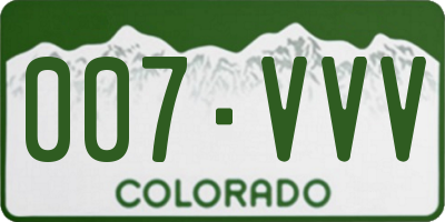 CO license plate 007VVV