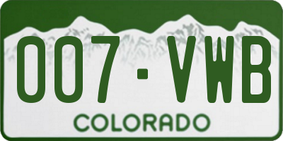 CO license plate 007VWB