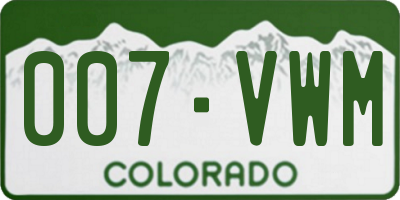CO license plate 007VWM