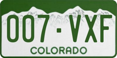 CO license plate 007VXF
