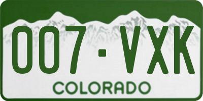 CO license plate 007VXK