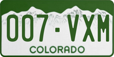 CO license plate 007VXM