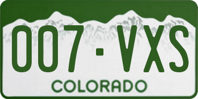 CO license plate 007VXS