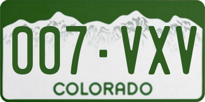 CO license plate 007VXV